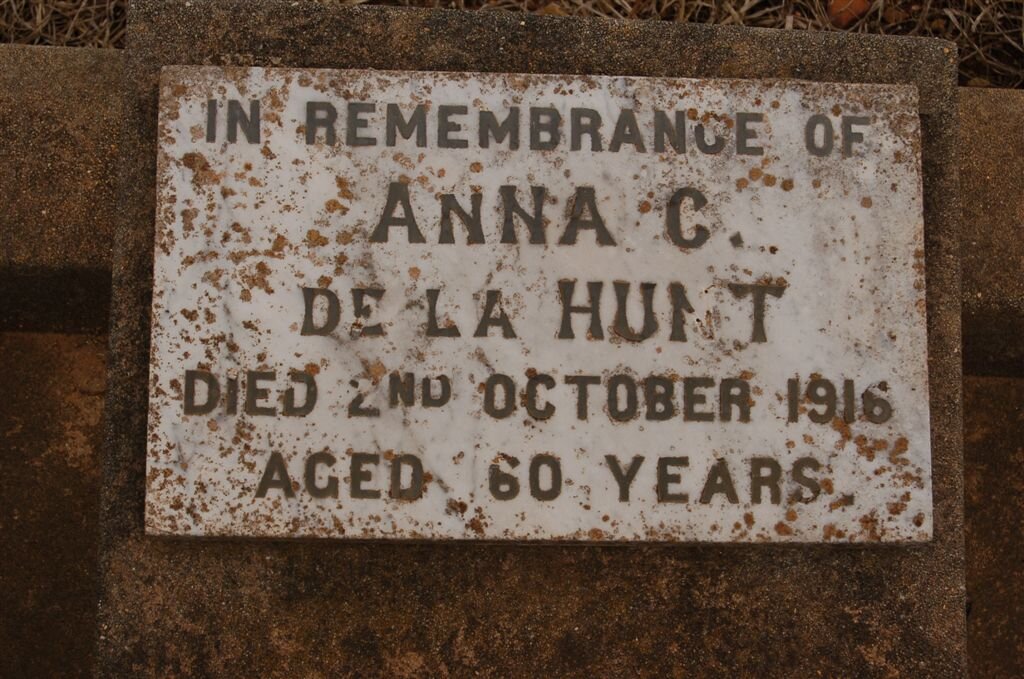 HUNT Anna C., de la -1916