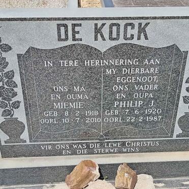 KOCK Philip J., de 1920-1987 &amp; Miemie 1918-2010