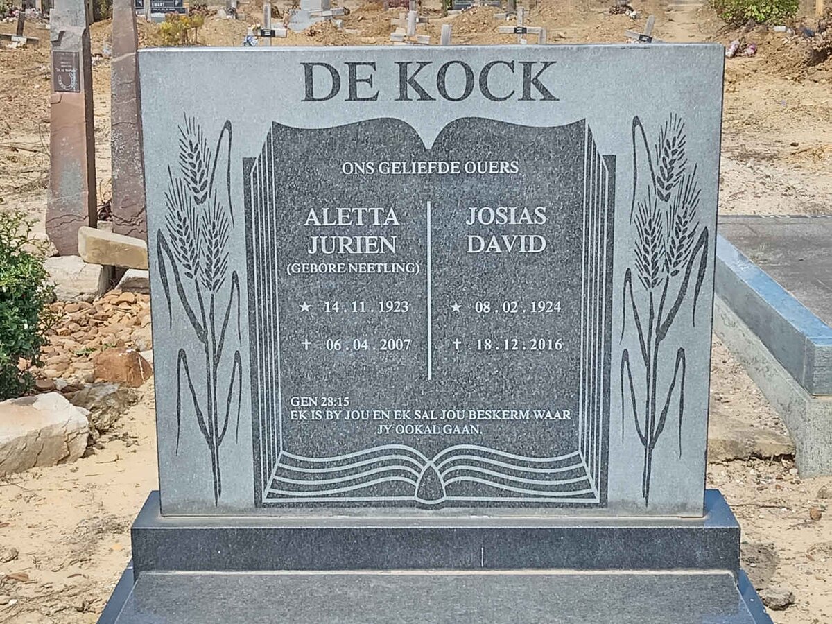 KOCK Josias David, de 1924-2016 &amp; Aletta Jurien NEETLING 1923-2007