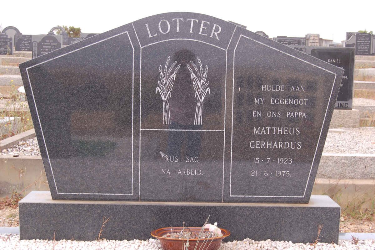 LOTTER Mattheus Gerhardus 1923-1975