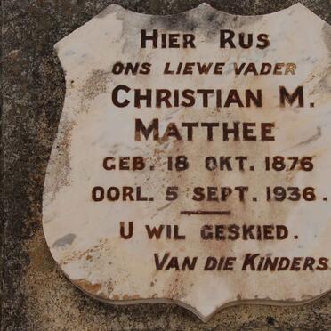 MATTHEE Christian M. 1876-1936