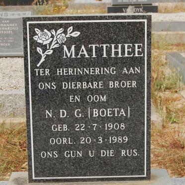 MATTHEE N.D.G. 1908-1989
