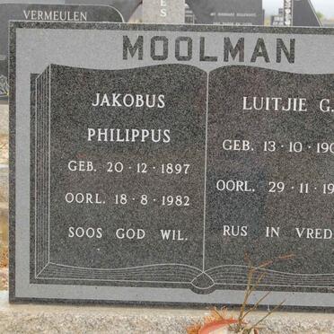 MOOLMAN Jakobus Philippus 1897-1982 &amp; Luitjie G. 1904-1986