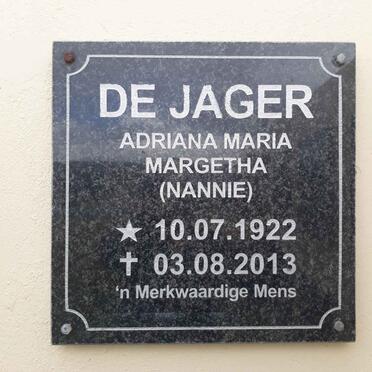 JAGER Adriana Maria Margetha, de 1922-2013