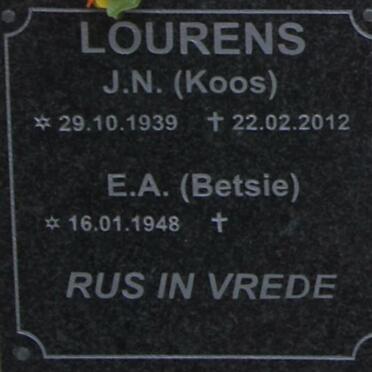 LOURENS J.N. 1939-2012 &amp; E.A. 1948-