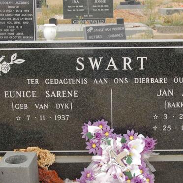 SWART Jan Jurie 1932-1992 &amp; Eunice Sarene VAN DYK 1937-