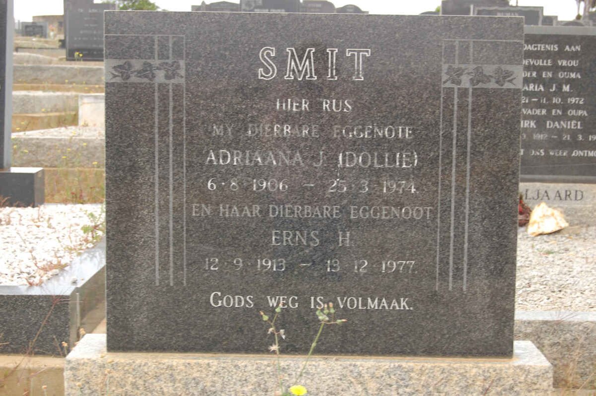 SMIT Erns H. 1913-1977 &amp; Adriaana J. 1906-1974