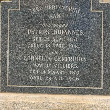 SWART Petrus Johannes 1871-1941 &amp; Cornelia Gertruida DE VILLIERS 1875-1946