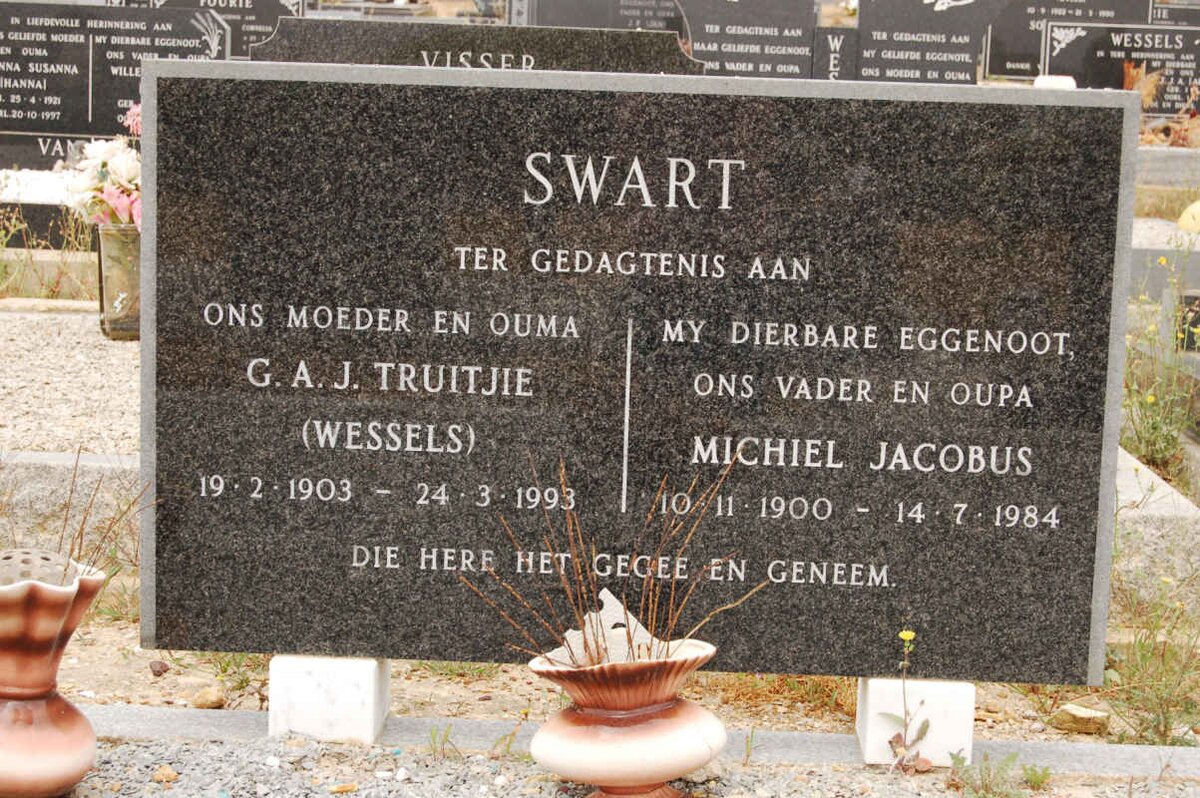 SWART Michiel Jacobus 1900-1984 &amp; G.A.J. WESSELS 1903-1993