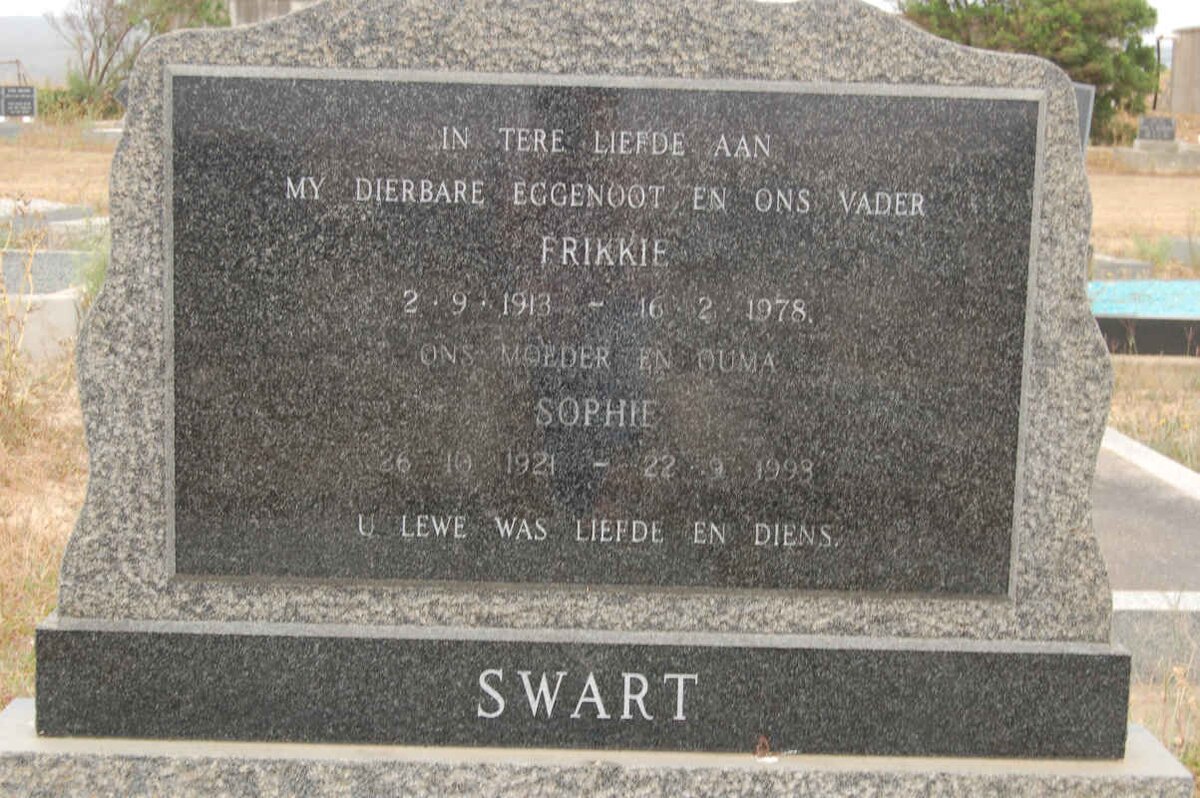 SWART Frikkie 1913-1978 &amp; Sophie 1921-199?