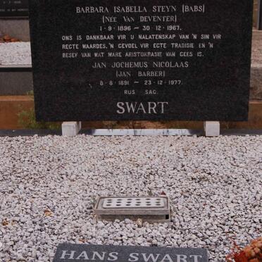 SWART Jan Jochemus Nicolaas 1891-1977 &amp; Barbara Isabella Steyn VAN DEVENTER 1896-1967 :: SWART Hans 1918-1996
