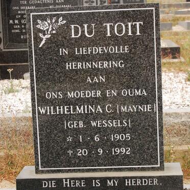 TOIT Wilhelmina C., du nee WESSELS 1905-1992