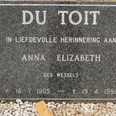 TOIT Anna Elizabeth, du nee WESSELS 1905-1990