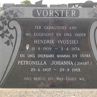 VORSTER Hendrik 1909-1974 &amp; Petronella Johanna SWART 1907-1983