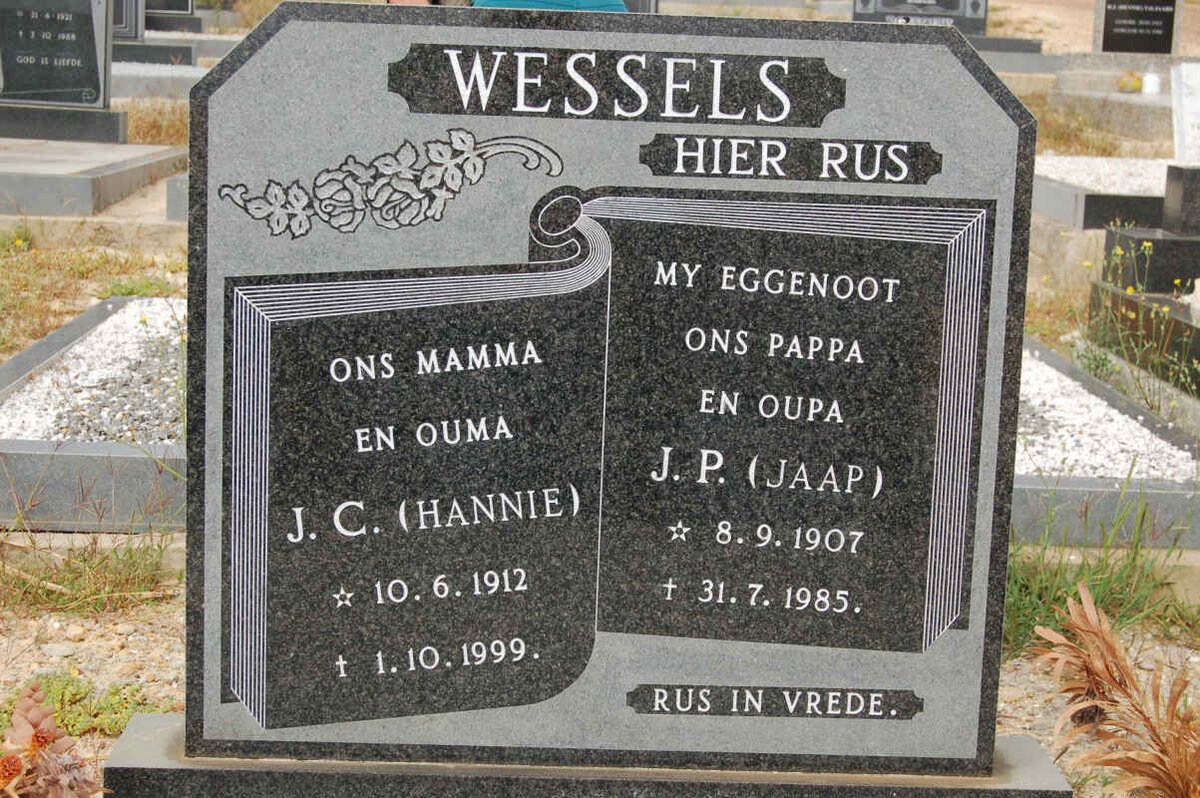 WESSELS J.P. 1907-1985 &amp; J.C. 1912-1999