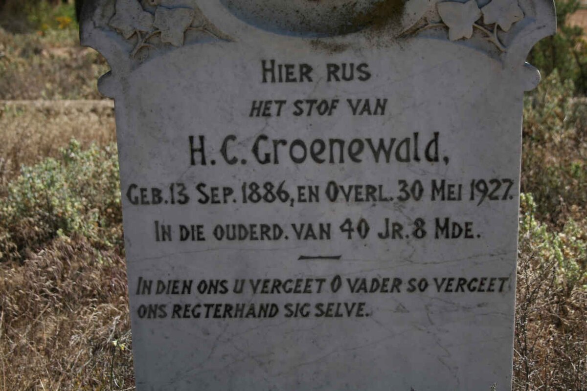 GROENEWALD H.C. 1886-1927