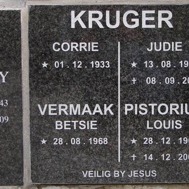 KRUGER Corrie 1933- &amp; Judie 1937-2011 :: VERMAAK Betsie 1968- :: PISTORIUS Louis 1969-2009