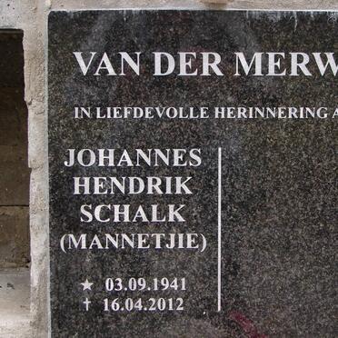 MERWE Johannes Hendrik Schalk, van der 1941-2012
