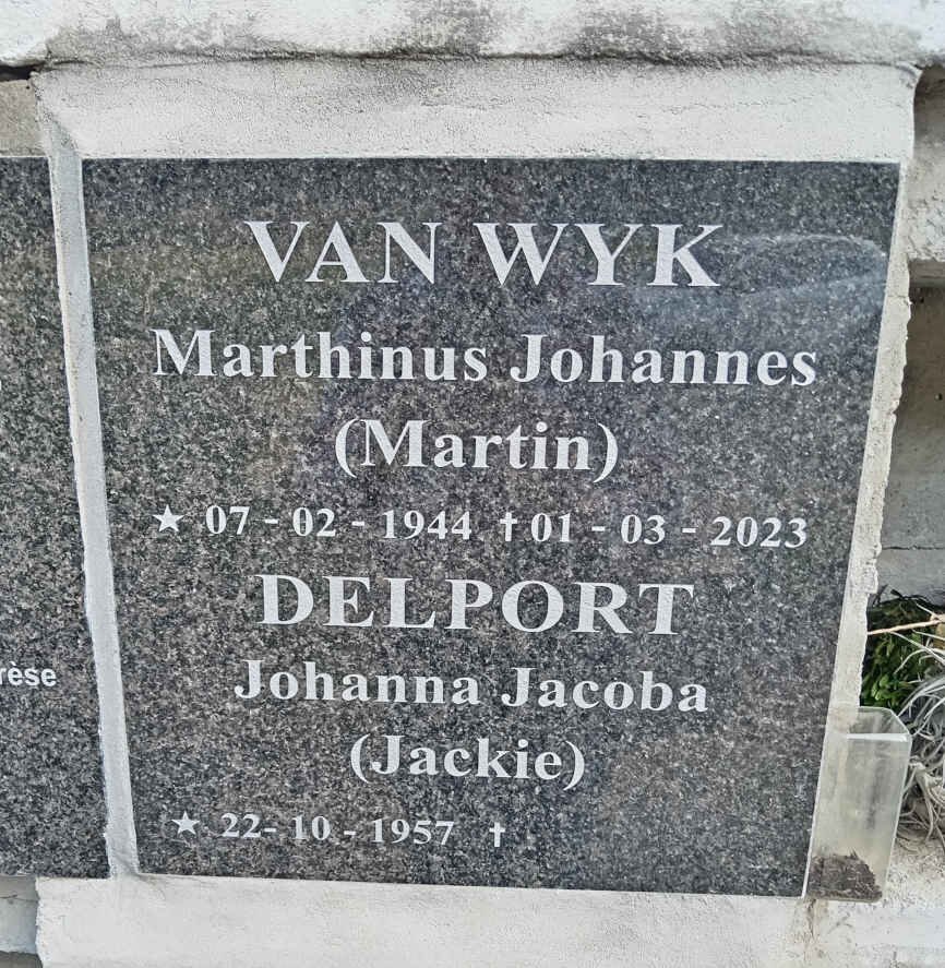 WYK Marthinus Johannes, van 1944-2023 :: DELPORT Johanna Jacoba 1957-