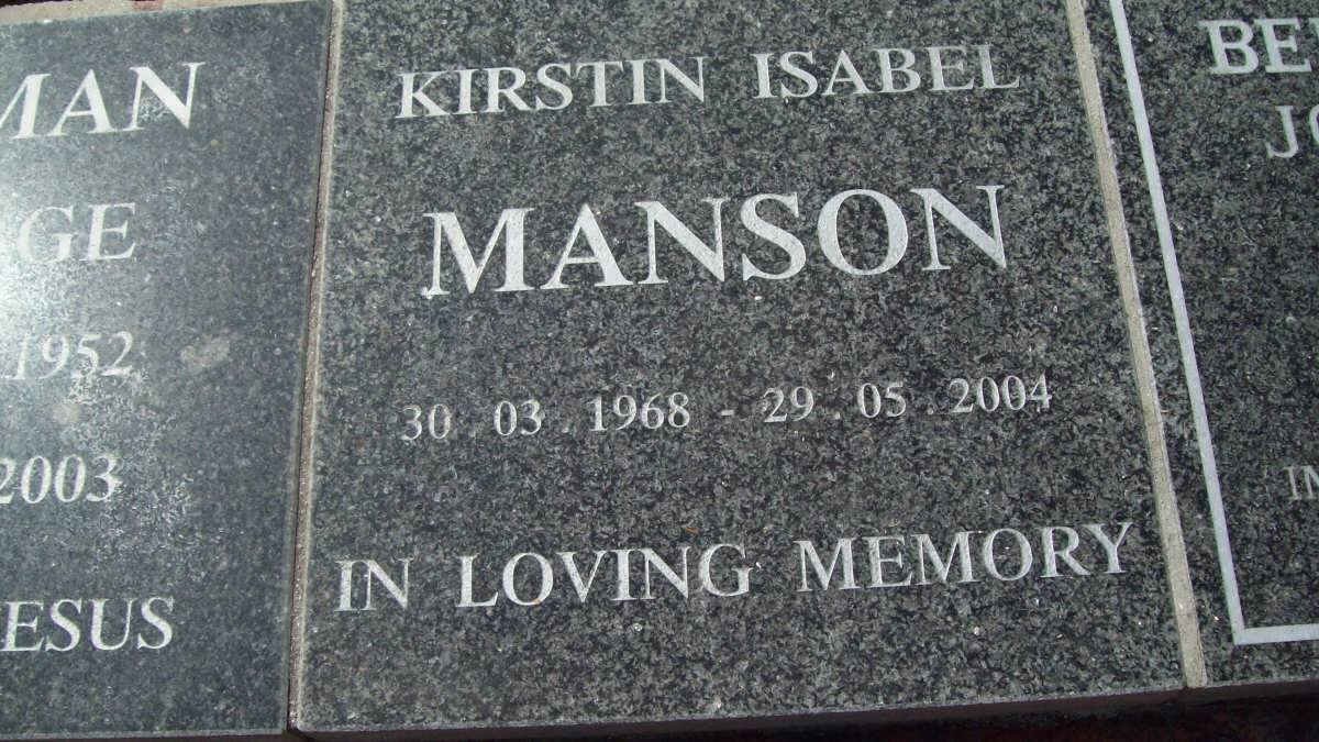 MANSON Kirstin Isabel 1968-2004