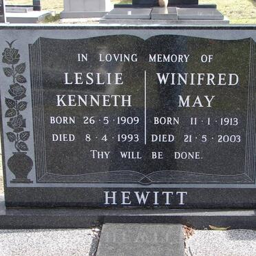 HEWITT Leslie Kenneth 1909-1993 &amp; Winifred May 1913-2003