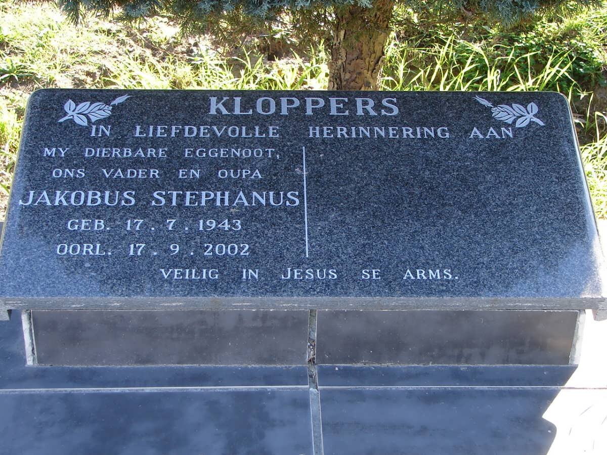 KLOPPERS Jakobus Stephanus 1943-2002