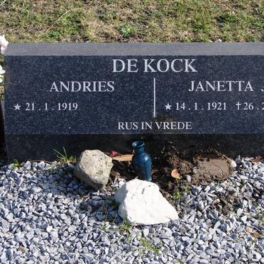 KOCK Andries, de 1919- &amp; Janetta J. 1921-2004