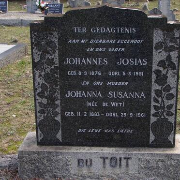 TOIT Johannes Josias, du 1876-1951 &amp; Johanna Susanna DE WET 1883-1961