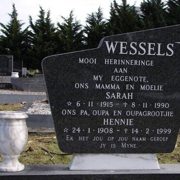 WESSELS Hennie 1908-1999 &amp; Sarah 1915-1990