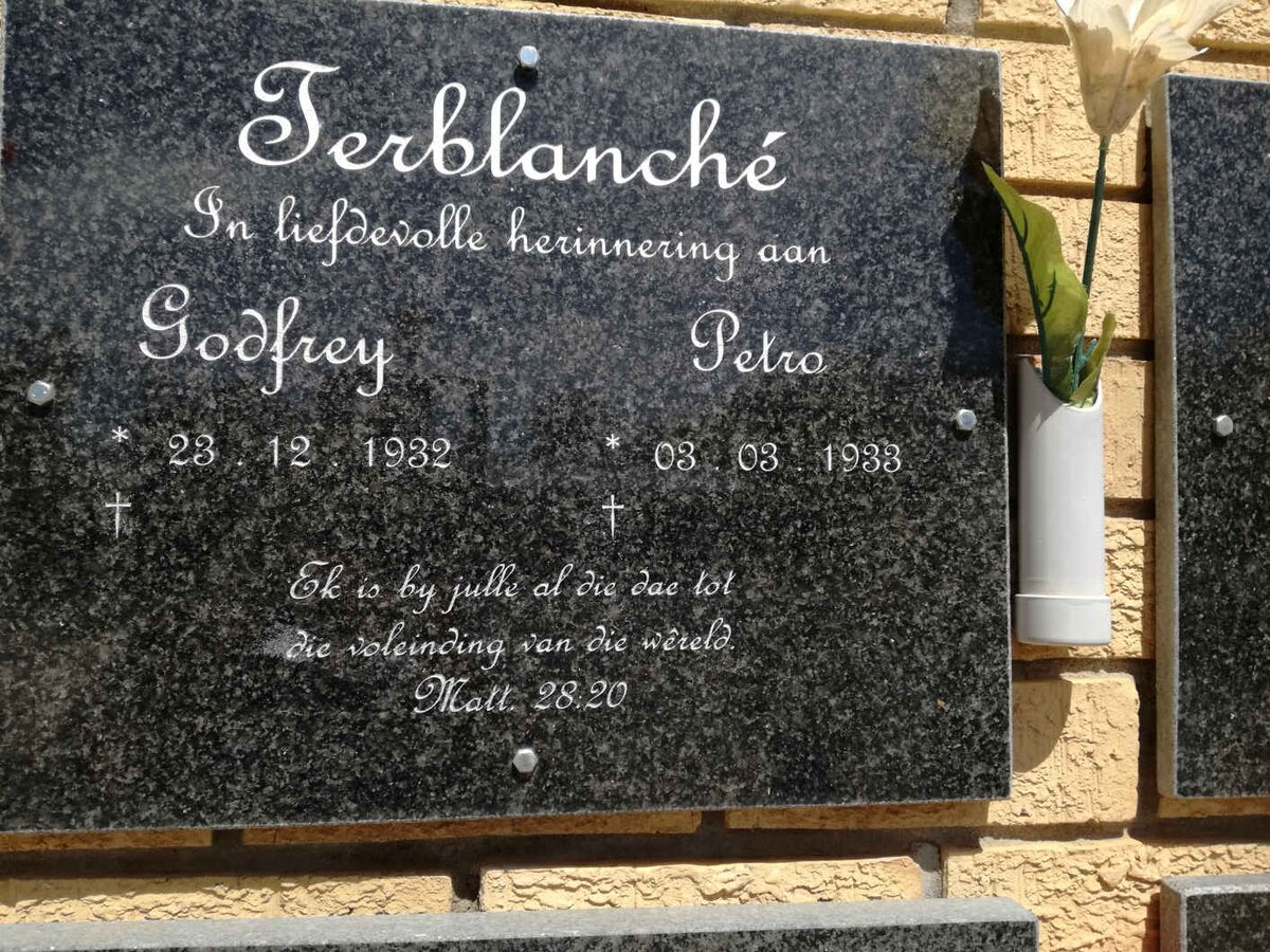 TERBLANCHÉ Godfrey 1932- &amp; Petro 1933-