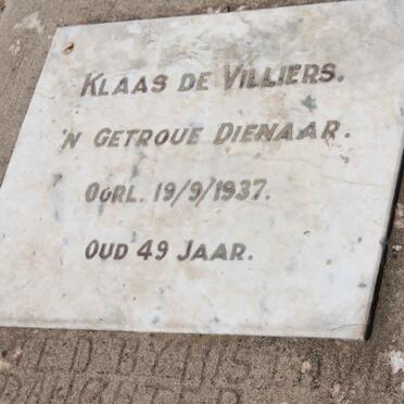 VILLIERS Klaas, de -1937
