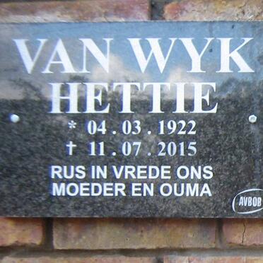 WYK Hettie, van 1922-2015