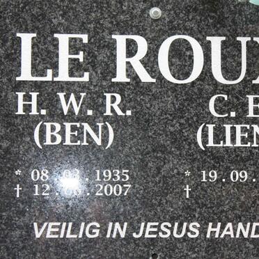 ROUX H.W.R., le 1935-2007 &amp; C.E. 1937-