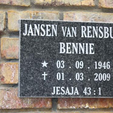 RENSBURG Bennie, Jansen van 1946-2009