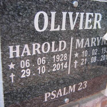OLIVIER Harold 1928-2014 &amp; Maryna 1939-2014