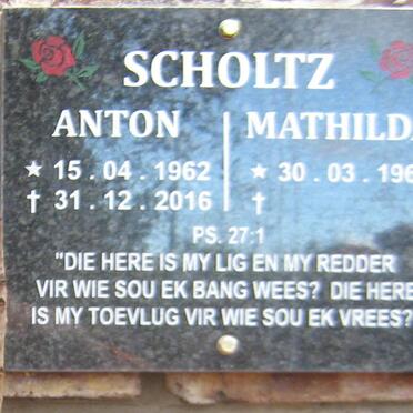 SCHOLTZ Anton 1962-2016 &amp; Mathilda 1966-