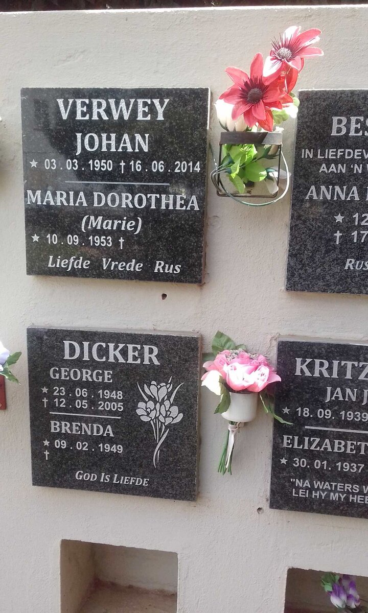 DICKER George 1948-2005 &amp; Brenda 1949-