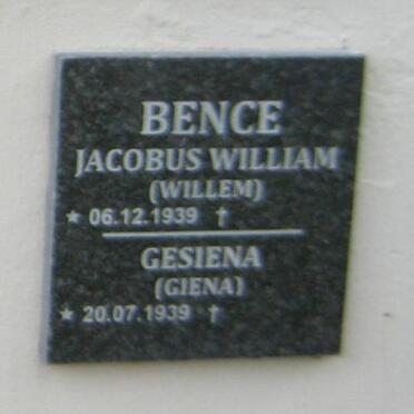 BENCE Jacobus William 1939- &amp; Gesiena 1939-