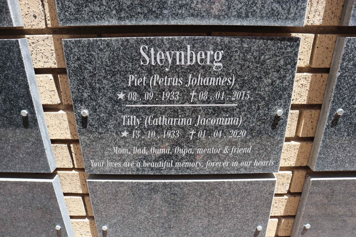 STEYNBERG Petrus Johannes 1933-2015 &amp; Catharina Jacomina 1933-2020