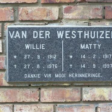 WESTHUIZEN Willie, van der 1912-1976 &amp; Matty 1917-1997