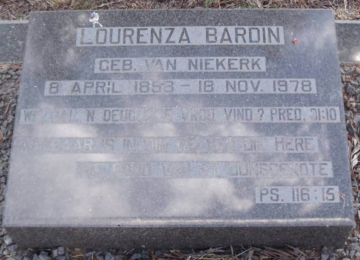 BARDIN Lourenza nee VAN NIEKERK 1898-1978