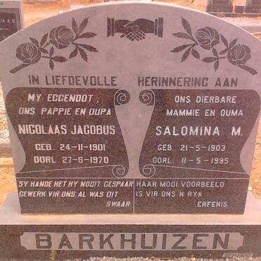 BARKHUIZEN Nicolaas Jacobus 1907-1970 &amp; Salomina M.1903-1995