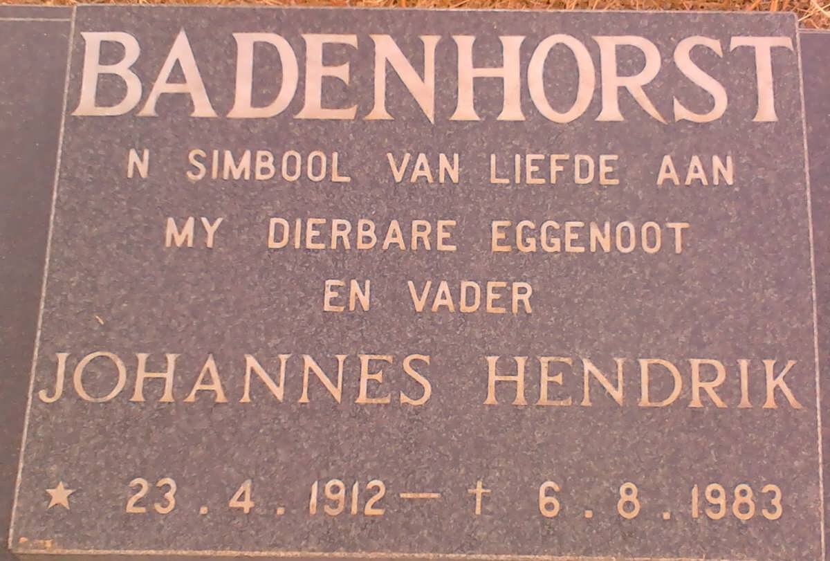 BADENHORST Johannes Hendrik 1912-1983