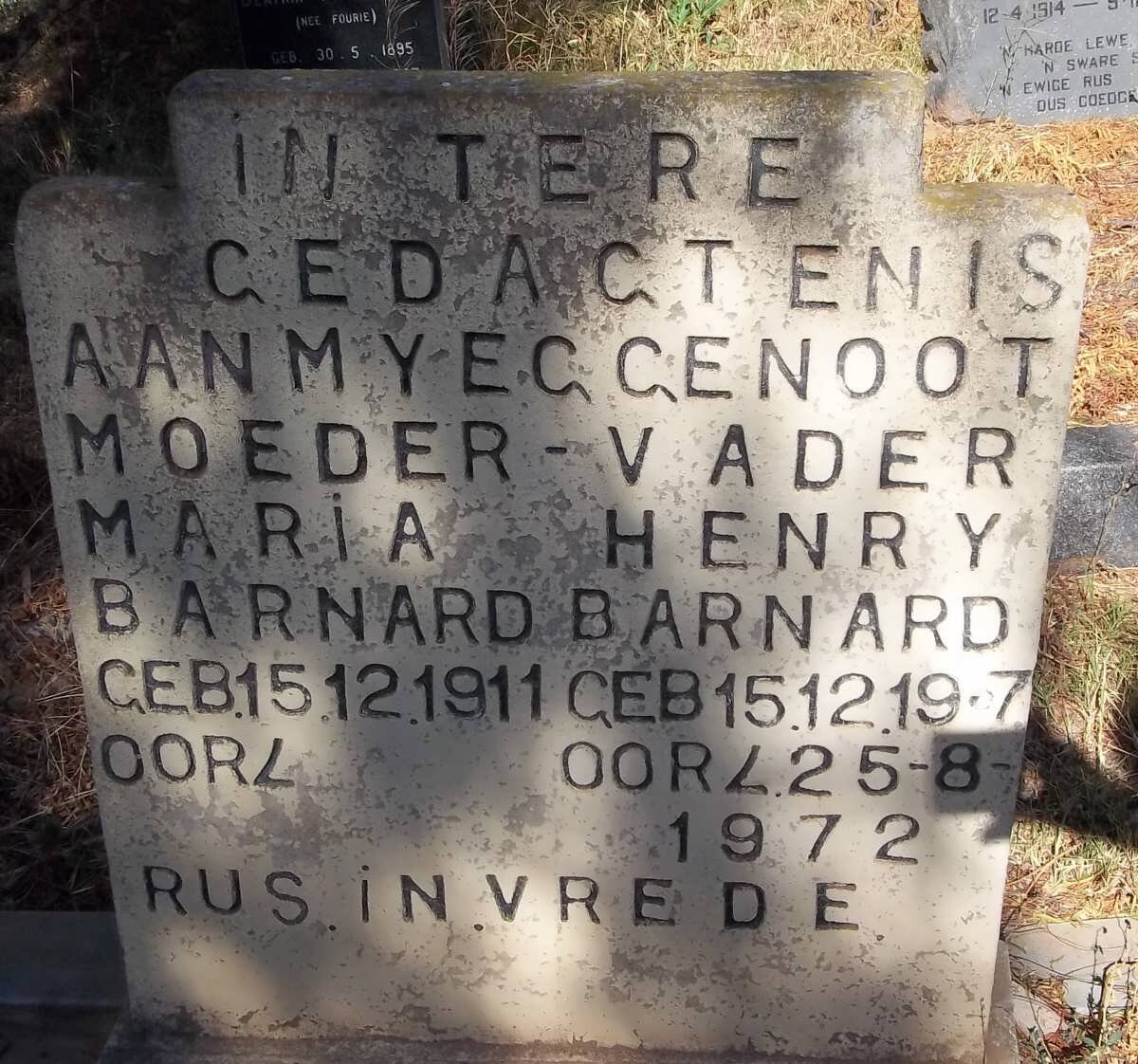 BARNARD Henry 19?7-1972 &amp; Maria 1911-