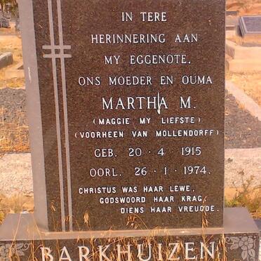 BARKHUIZEN Martha M, nee VAN MOLLENDORFF 1915-1974