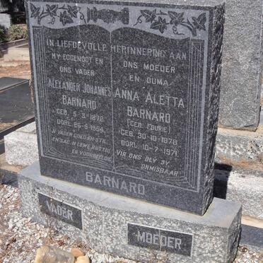 BARNARD Alexander Johannes 1872-1954 &amp; Anna Aletta FOURIE 1878-1971