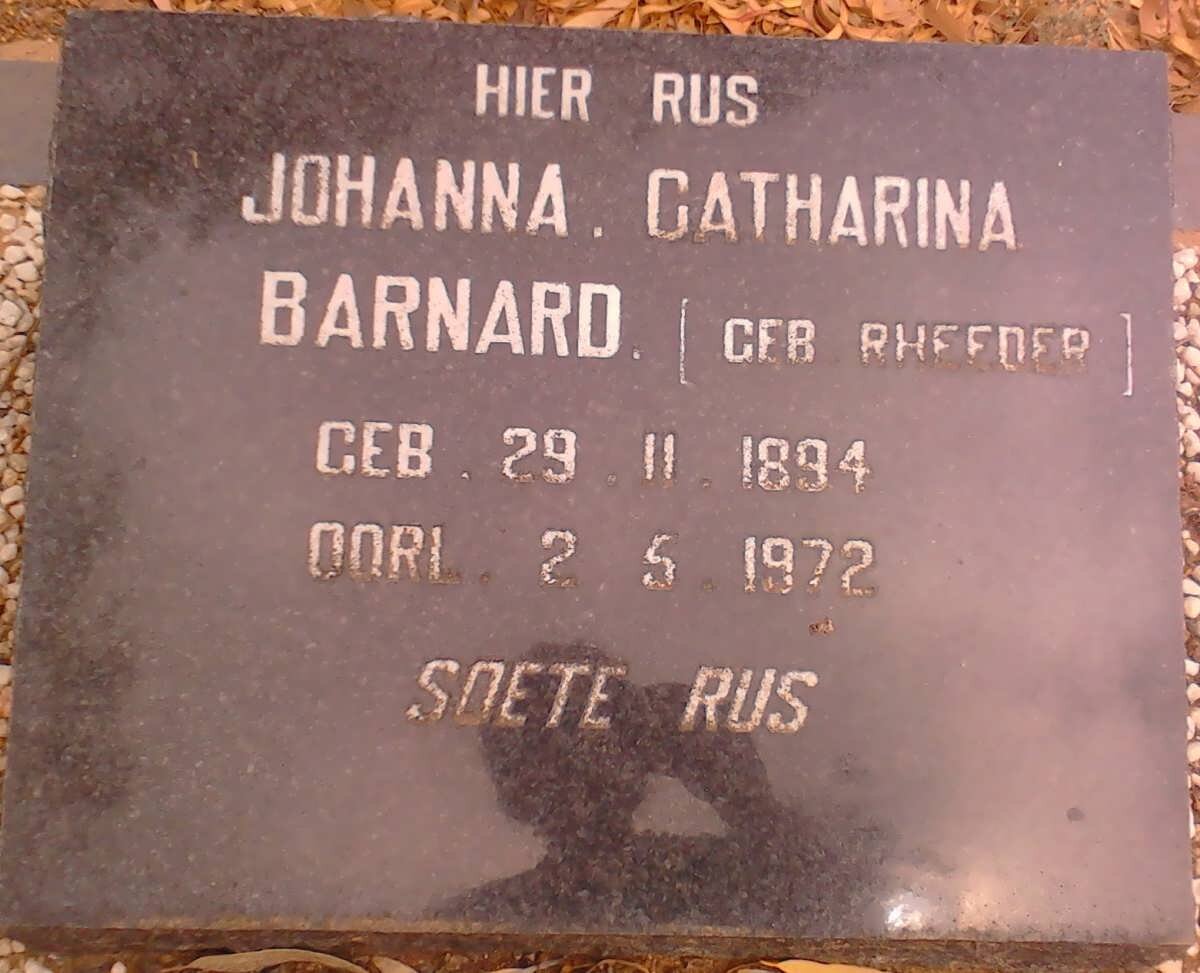 BARNARD Johanna Catharina nee RHEEDER 1894-1972