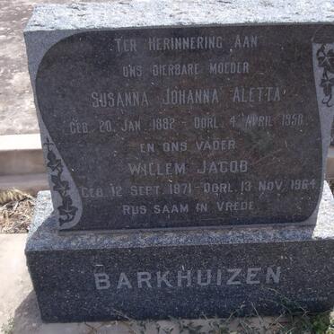 BARKHUIZEN Willem Jacob 1871-1990 &amp; Susanna Johanna Aletta 1882-1958