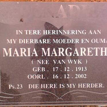 BENADIE Maria Margaretha nee VAN WYK 1913-2002