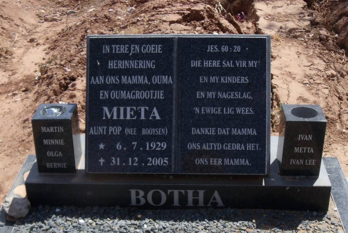 BOTHA Mieta nee BOOYSEN 1929-2005